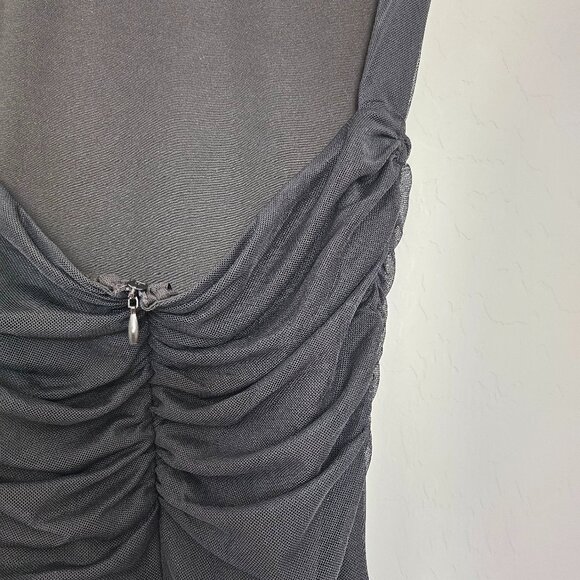 Women's Vintage Ruffle Black Midi Dress Mesh Y2K Style‎ No size tag - Picture 3 of 10